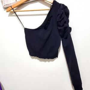 One sleeve Black Balboa Crop Top